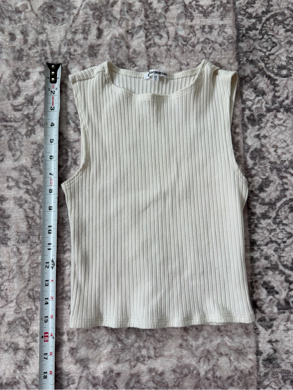 Reformation Ivory Ribbed Crewneck Tank
